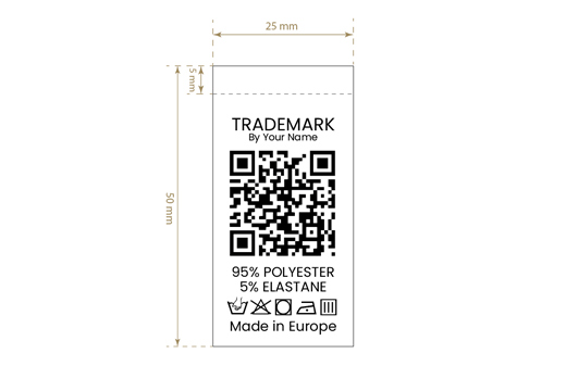 Etikete za vzdrževanje tekstila QR code Model TC-M183